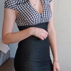 Guess dress, gingham and denim